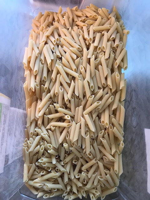 Organic white pasta (Penne or Fussili according to availability. Contains gluten)