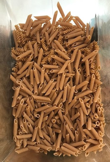 Organic Wholewheat pasta (Penne or Fussilli according to availability. Contains gluten)