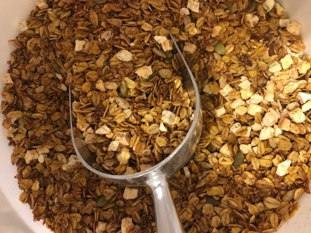 Locally Made Apple & Cinnamon Gluten Free Granola. No refined sugars added.